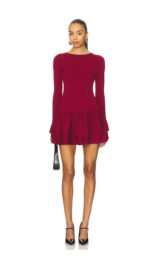 more to come stefani mini dress in burgundy.