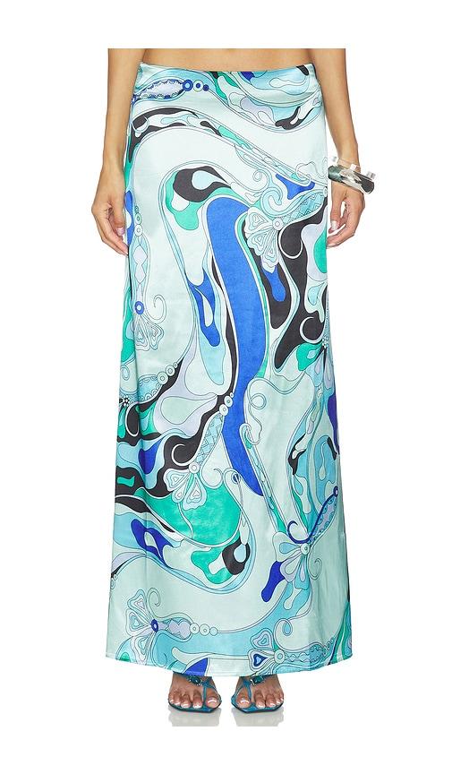 more to come tavianah maxi skirt in blue.