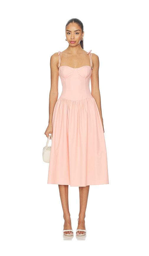 more to come theresa midi corset dress in rose.