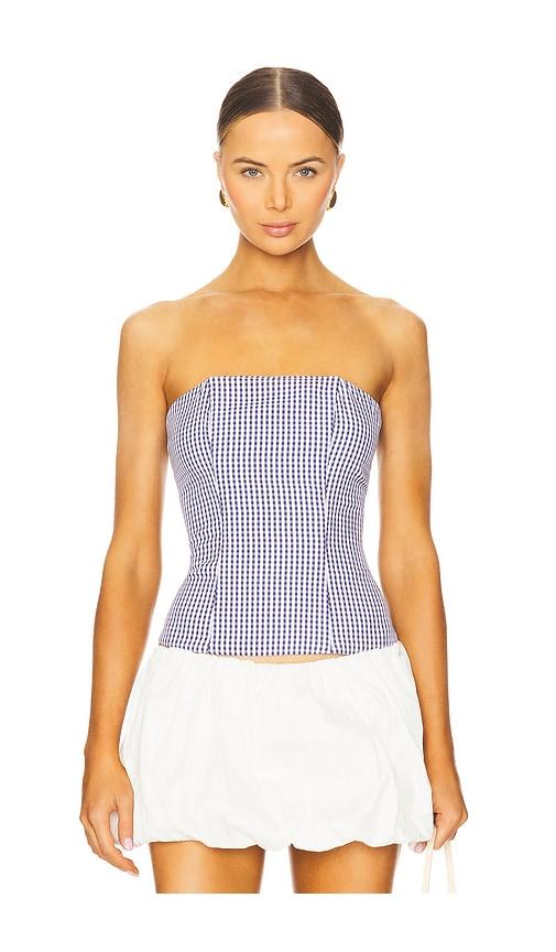 more to come tina corset top in navy.