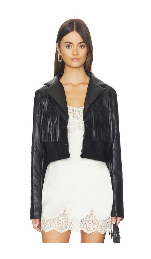 more to come viola faux leather jacket in black.