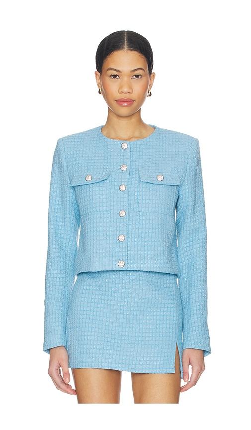 more to come willow crop jacket in baby blue.