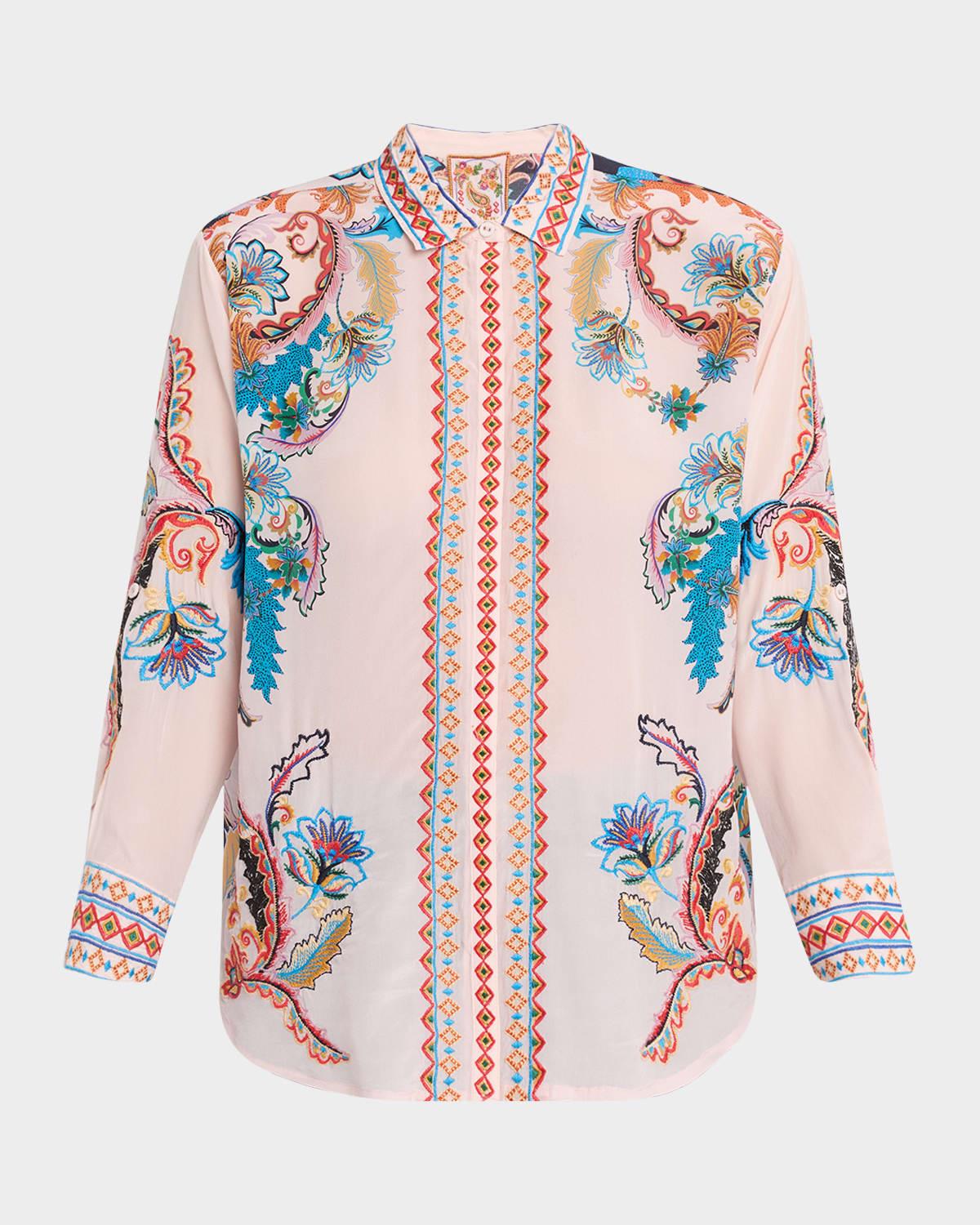 morelia embroidered floral-print shirt