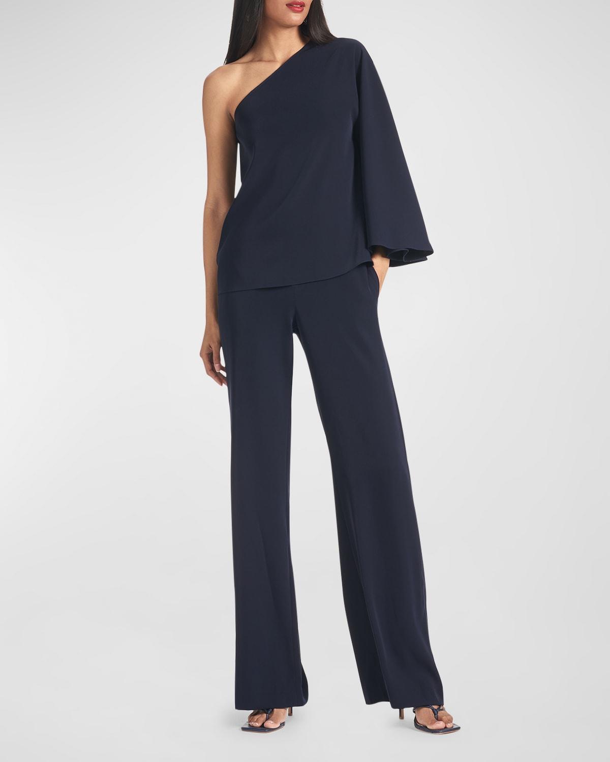 morgan one-shoulder crepe top