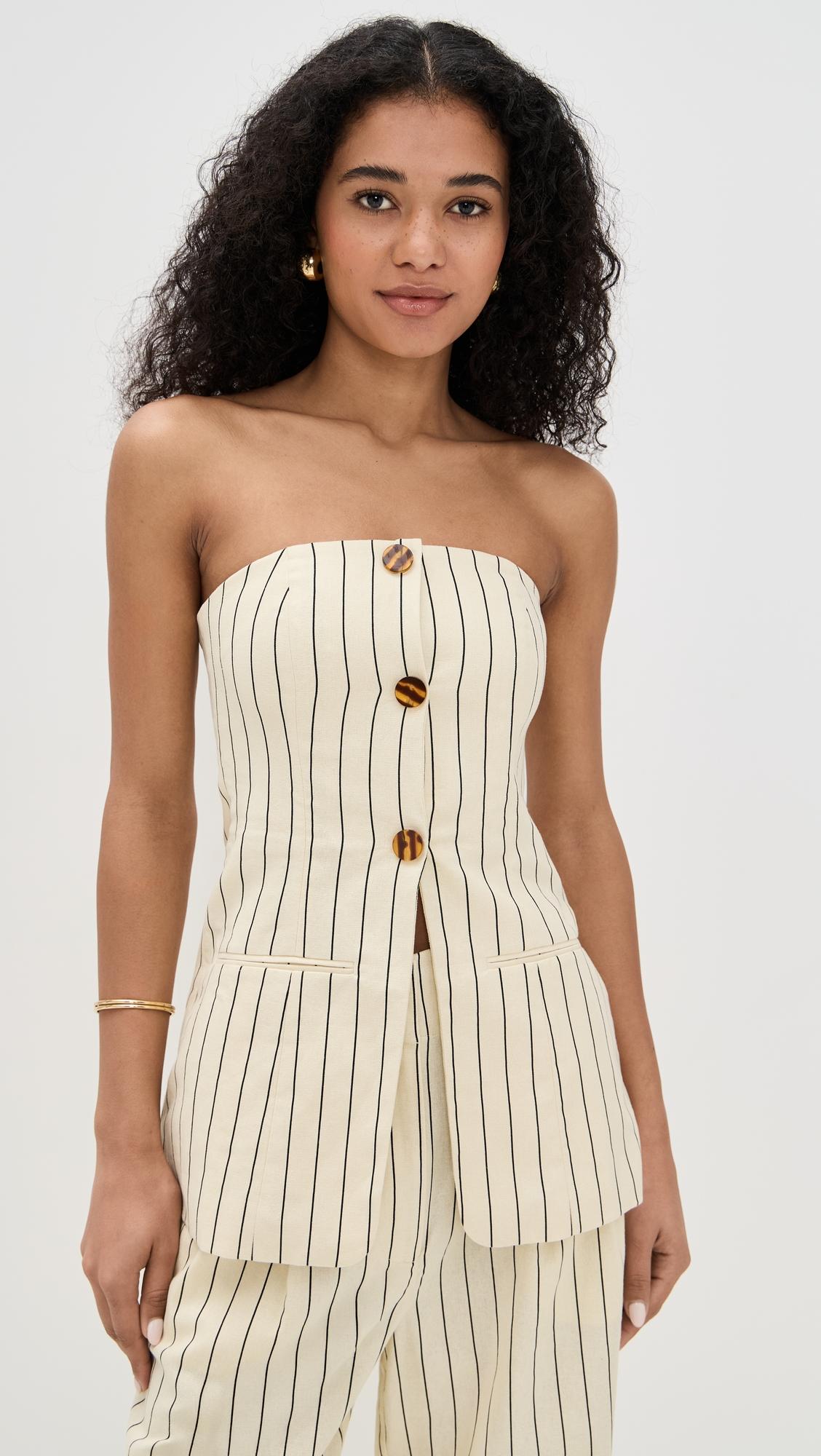 mori strapless linen top