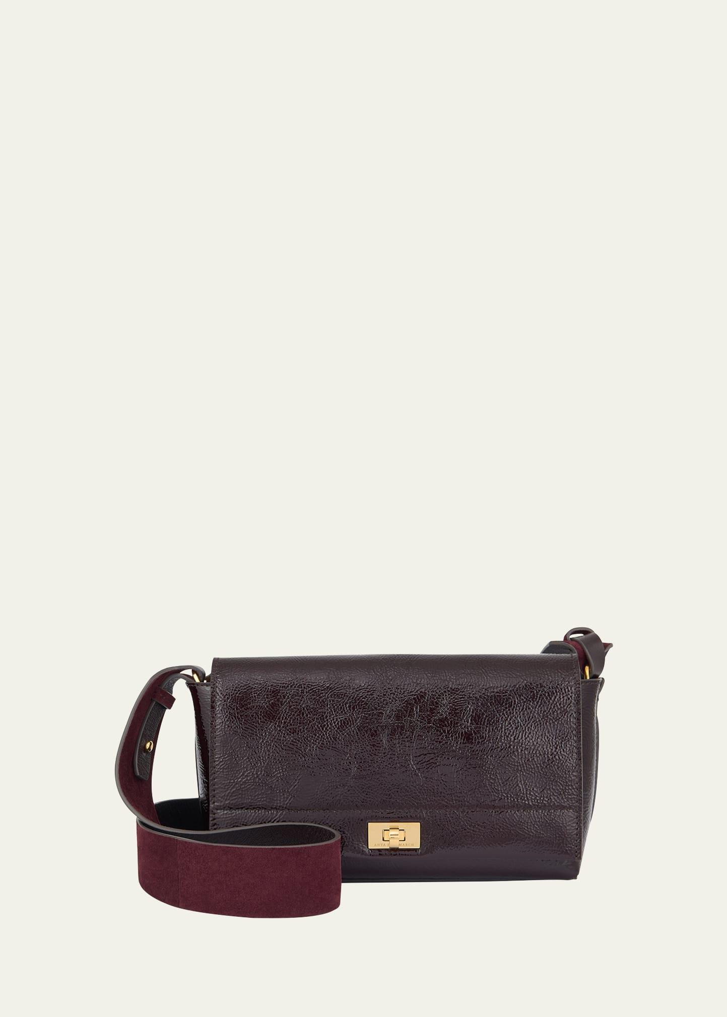 mortimer flap patent leather crossbody bag