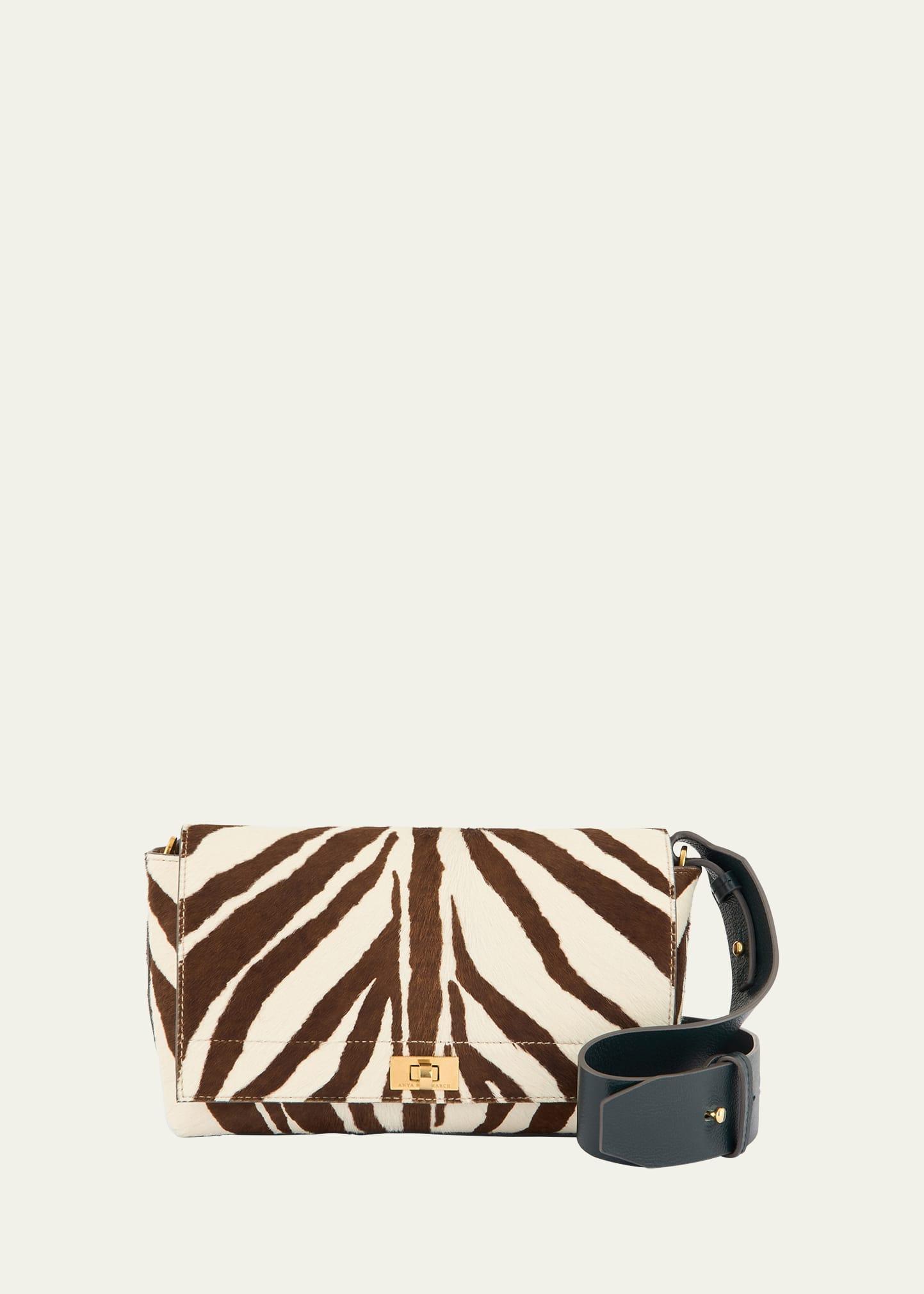 mortimer zebra-print calf hair crossbody bag