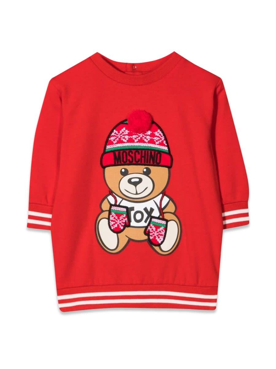 moschino abito in cotone con teddy