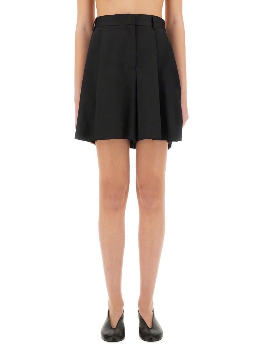 moschino asymmetrical wool shorts