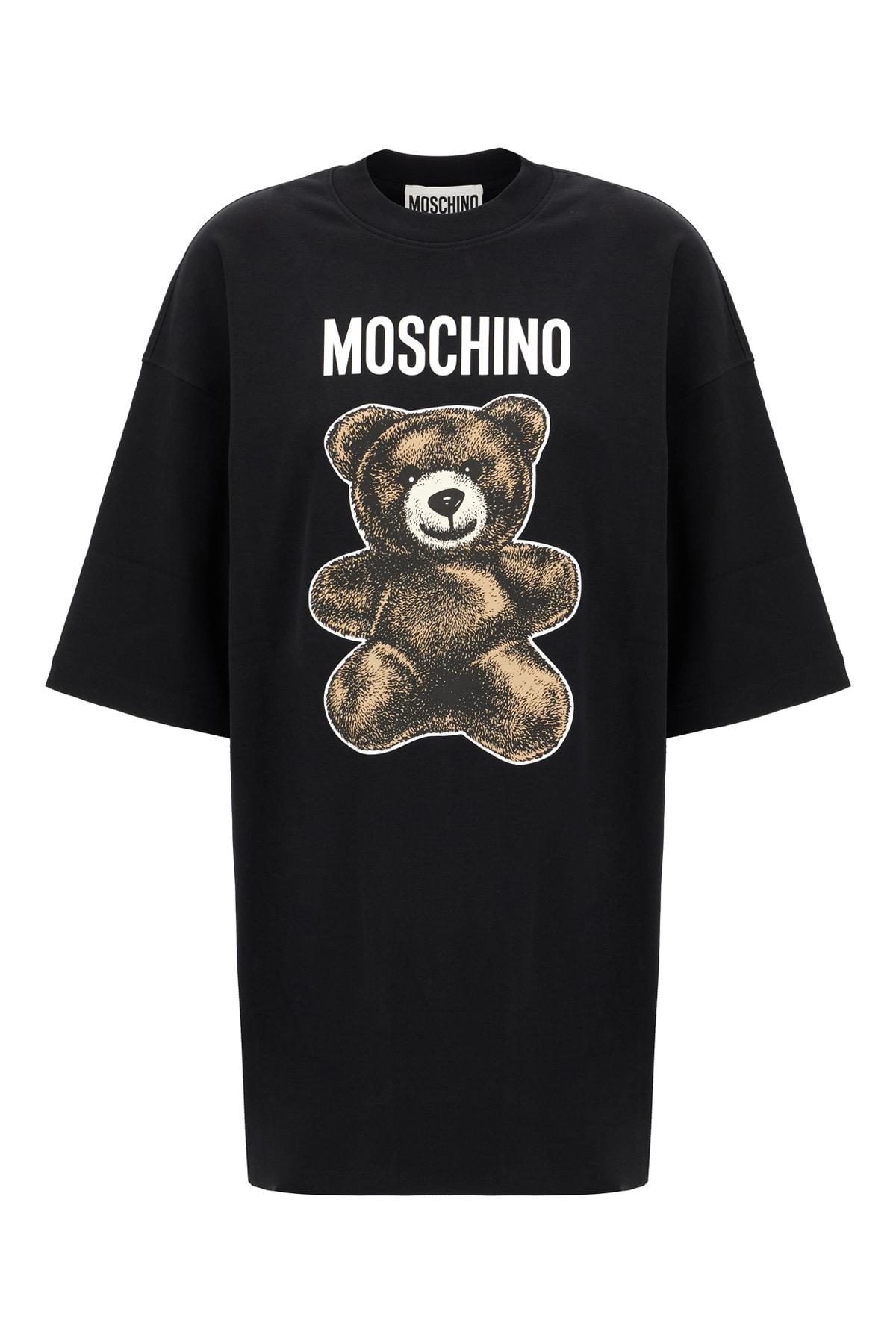 moschino black cotton oversize t-shirt dress