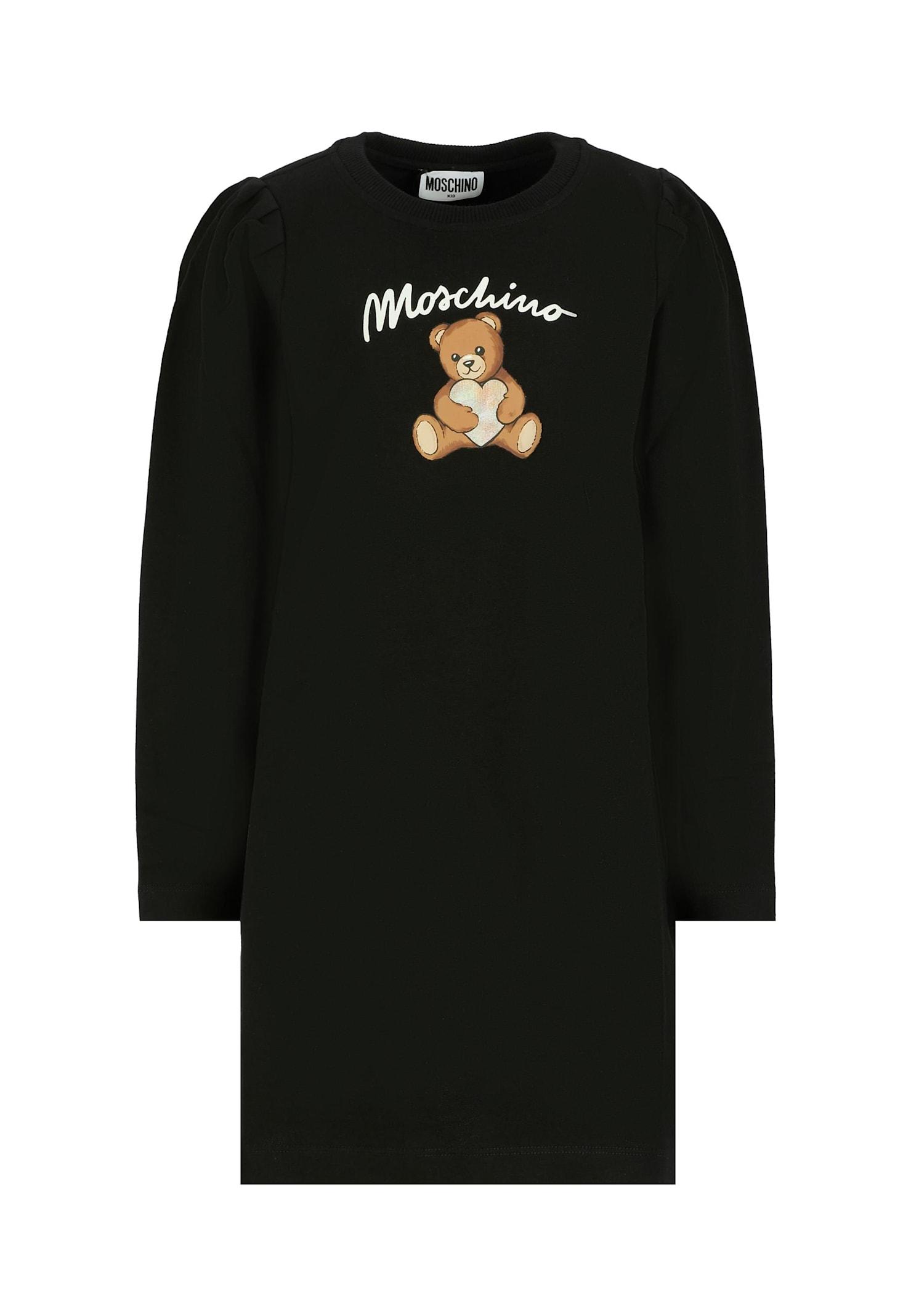 moschino black dress for girl with teddy bear