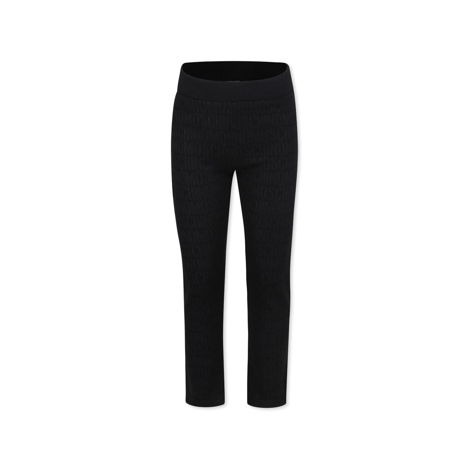 moschino black leggings for girl with logo