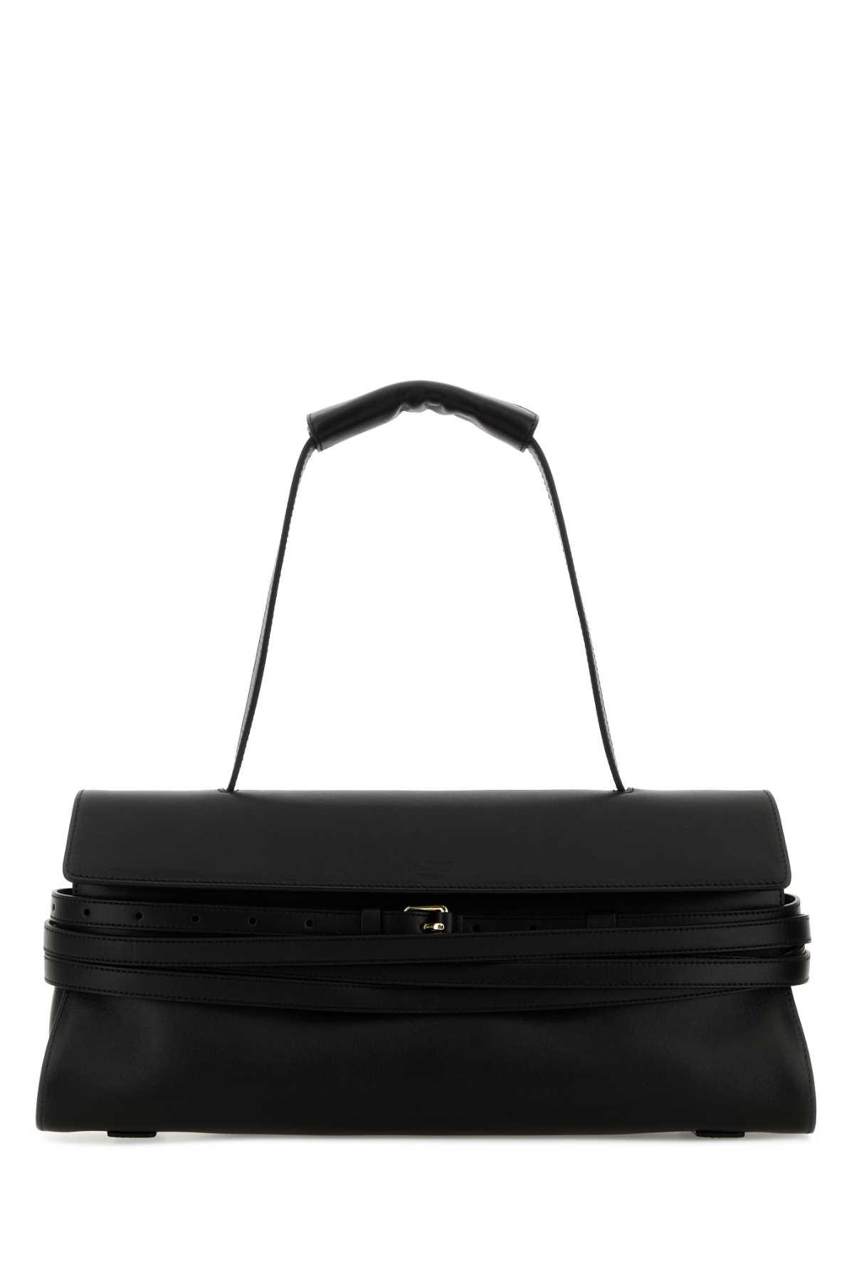 moschino black nappa leather shoulder bag