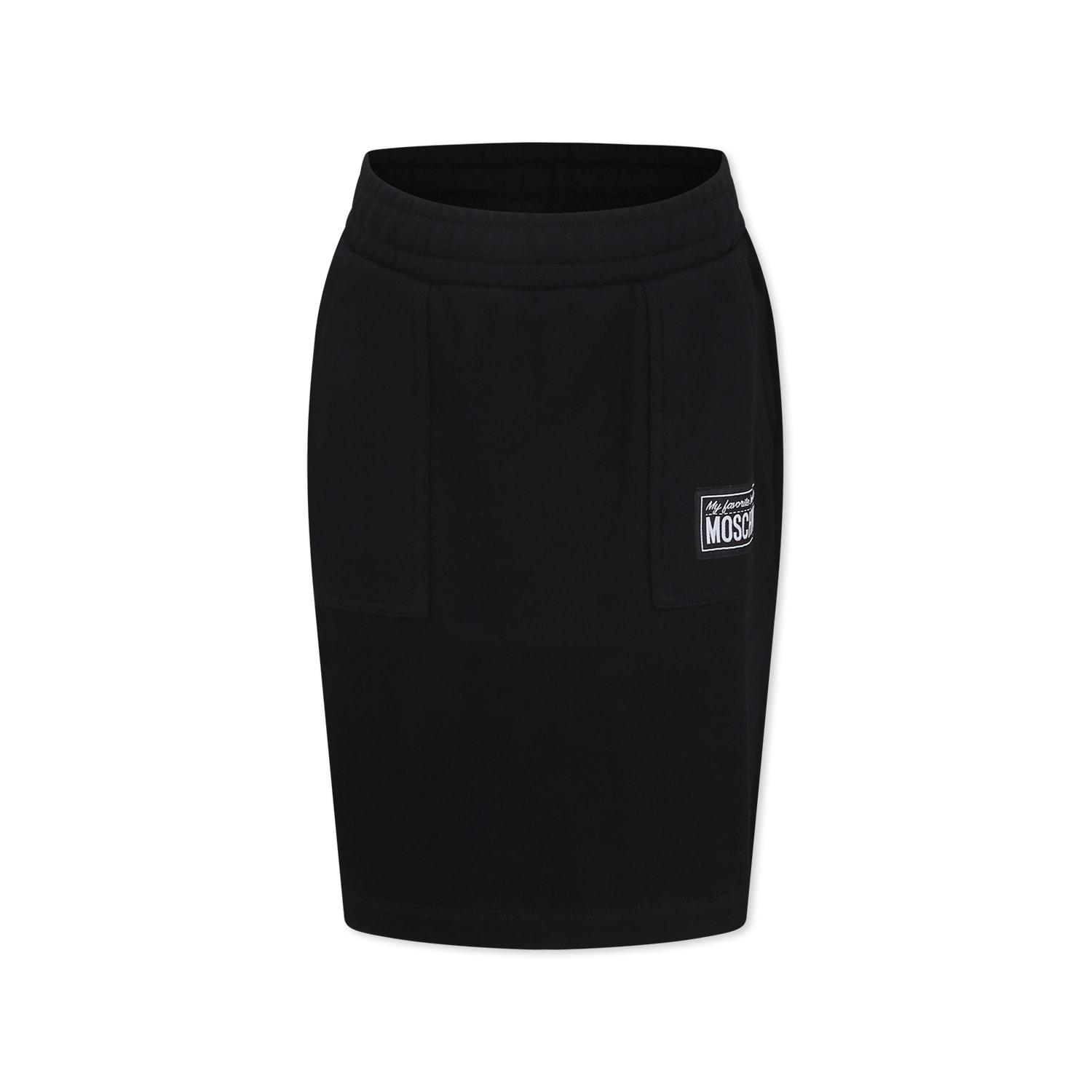 moschino black skirt for girl with logo