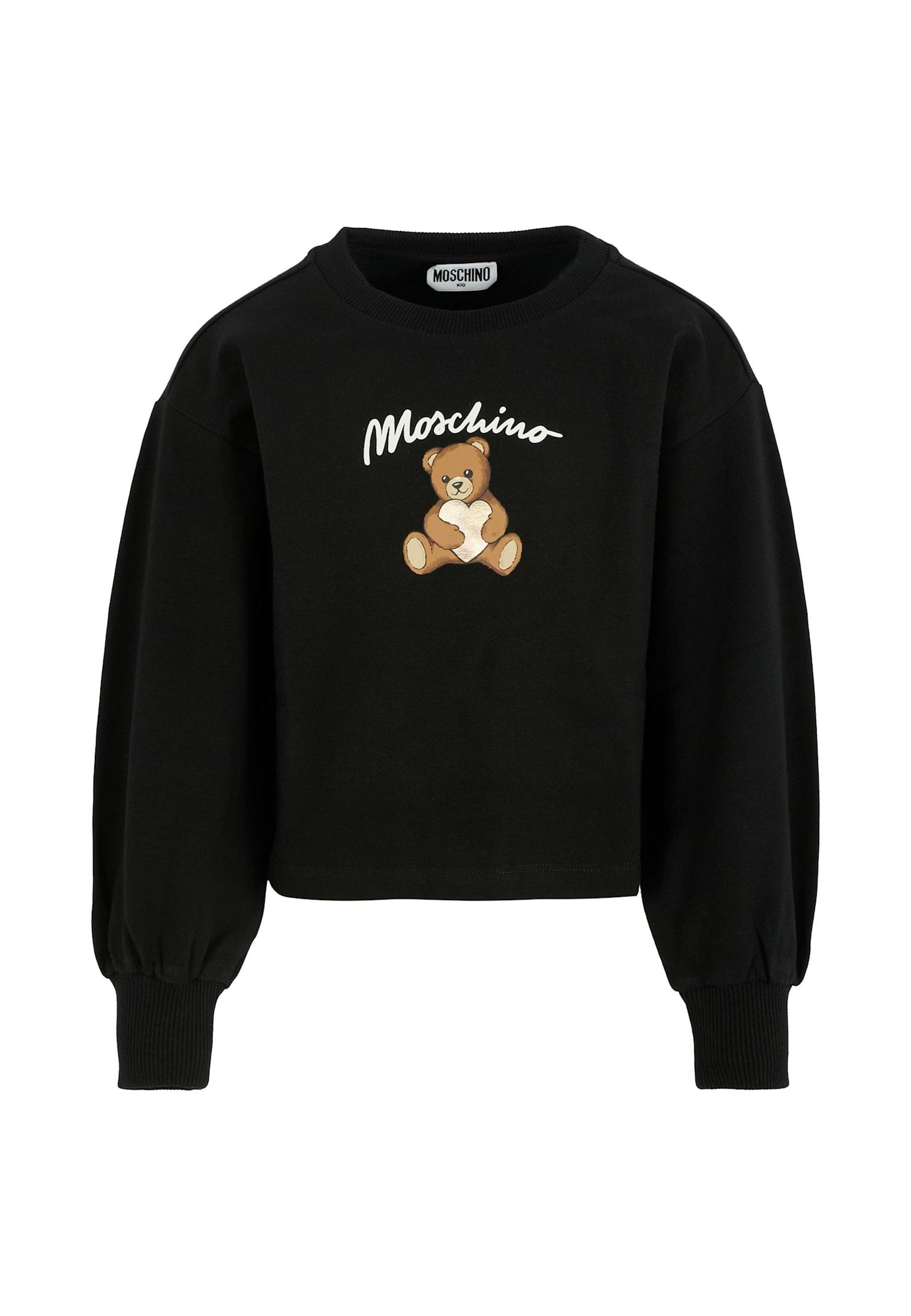 moschino black sweatshirt for girl with teddy bear