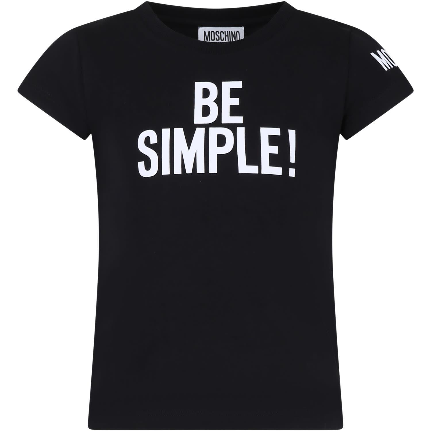 moschino black t-shirt for girl with logo