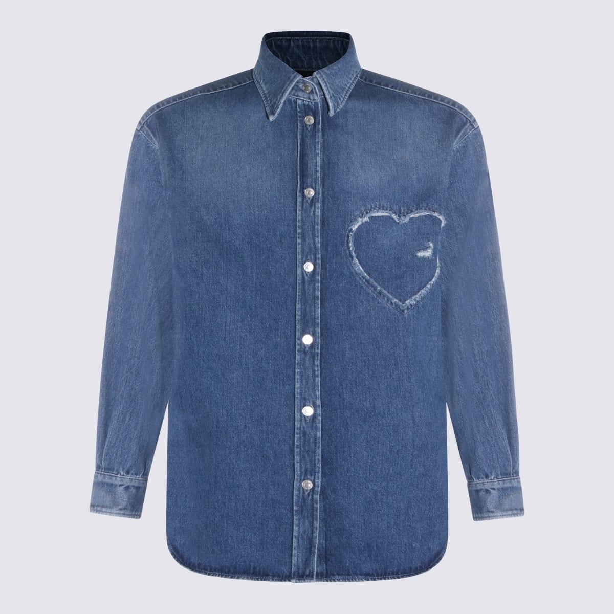 moschino blue cotton denim shirt