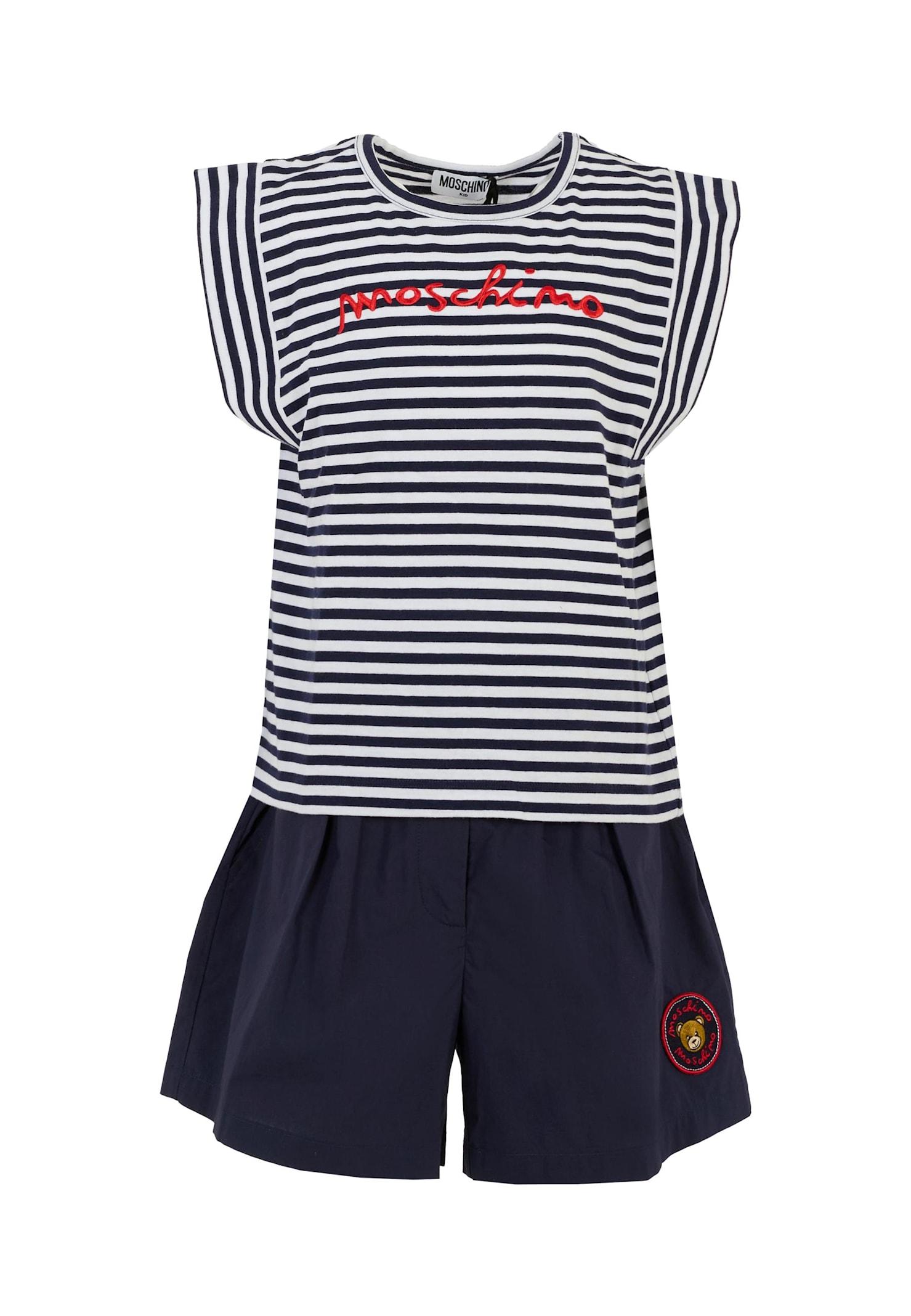 moschino blue suit for girl with logo