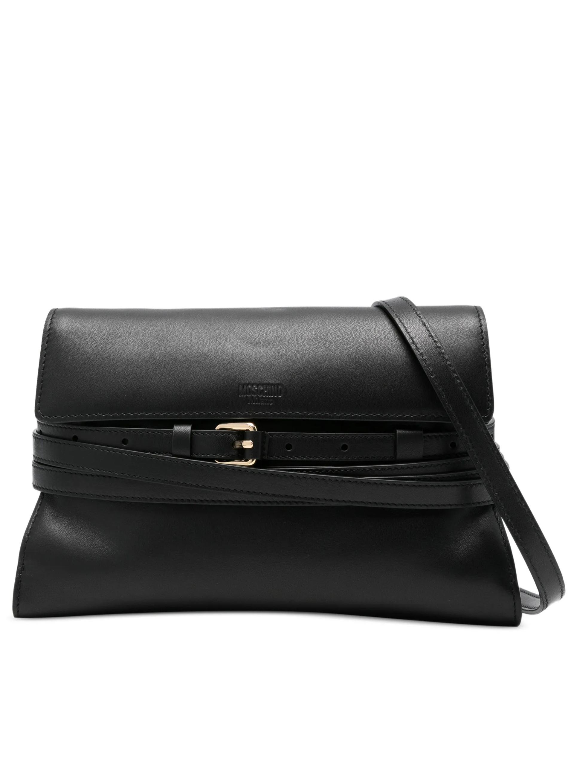 moschino borsa nappa black leather - women