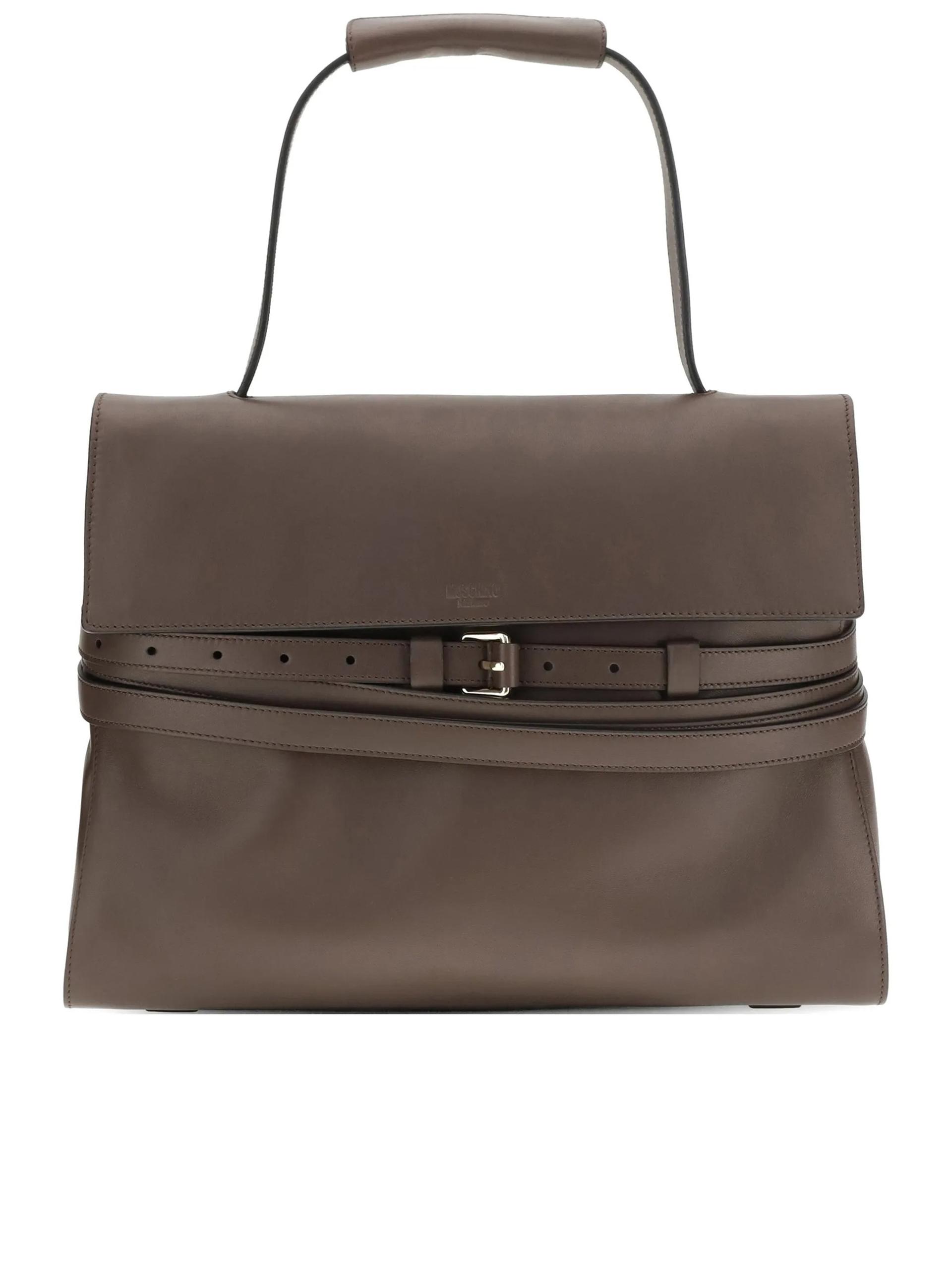 moschino borsa nappa brown leather - women