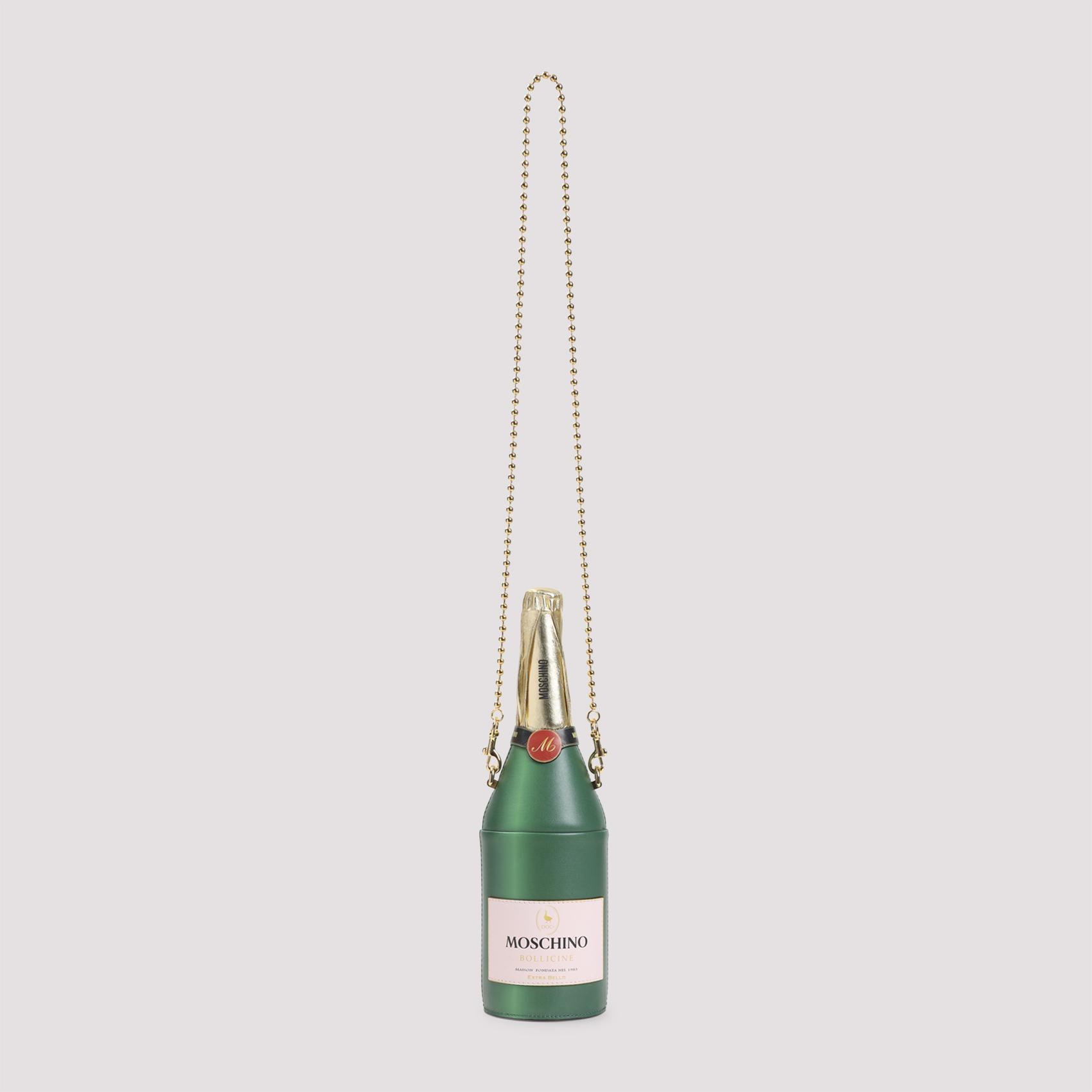 moschino bottle shoulder bag green leather polyester - women
