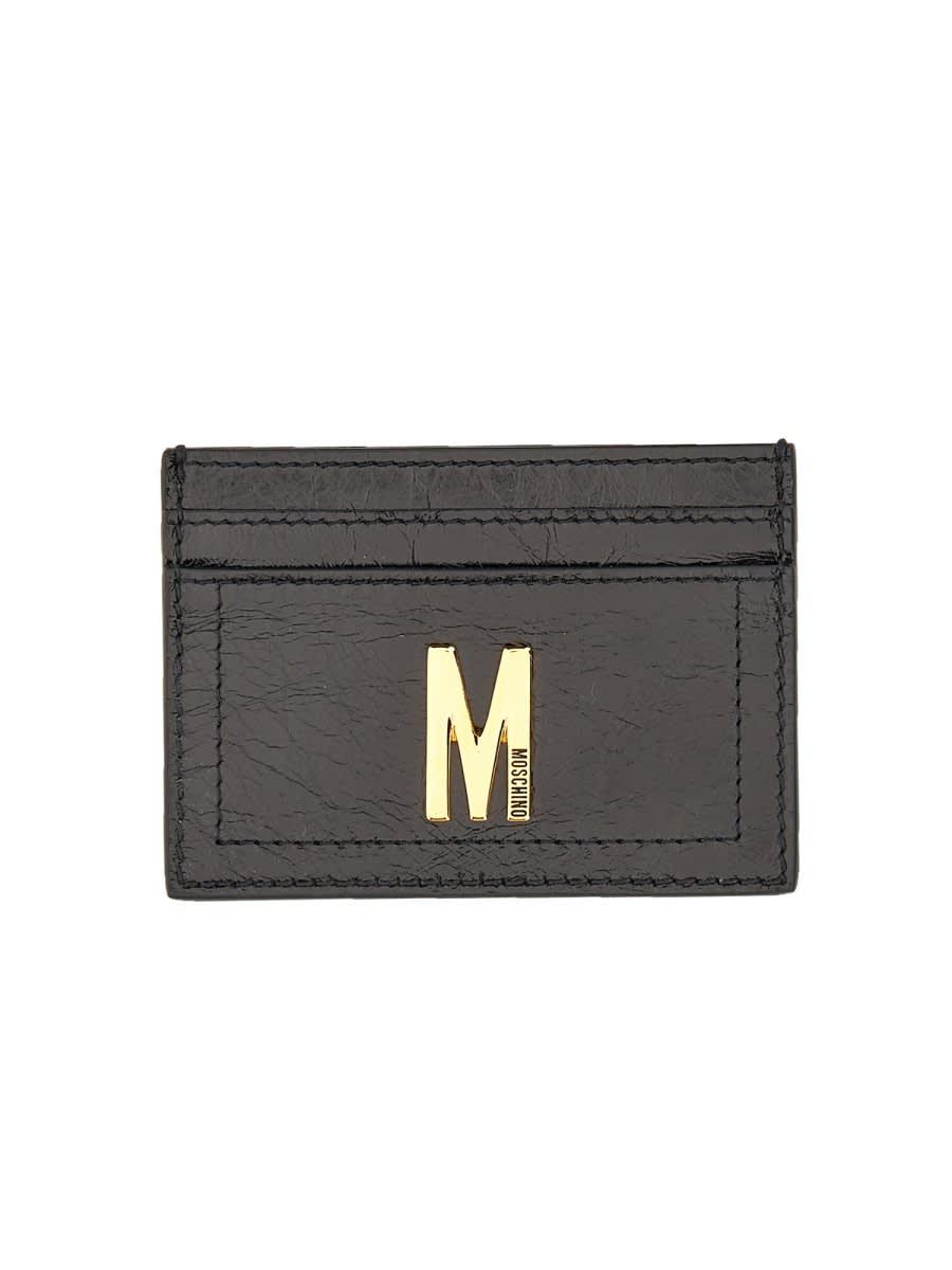 moschino card holder with gold plaque