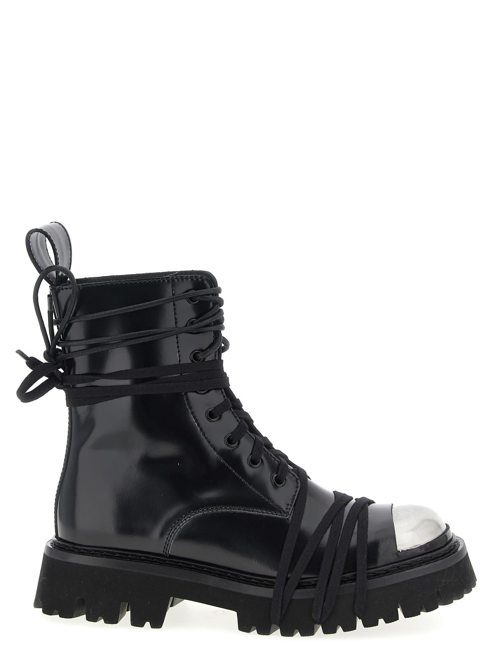 moschino combat combat boots