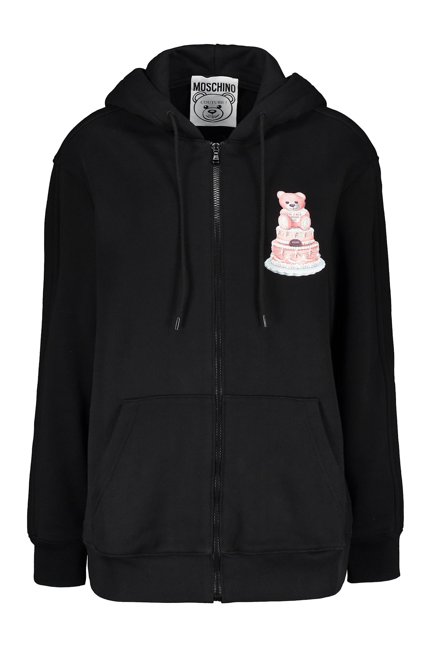 moschino cotton full zip hoodie