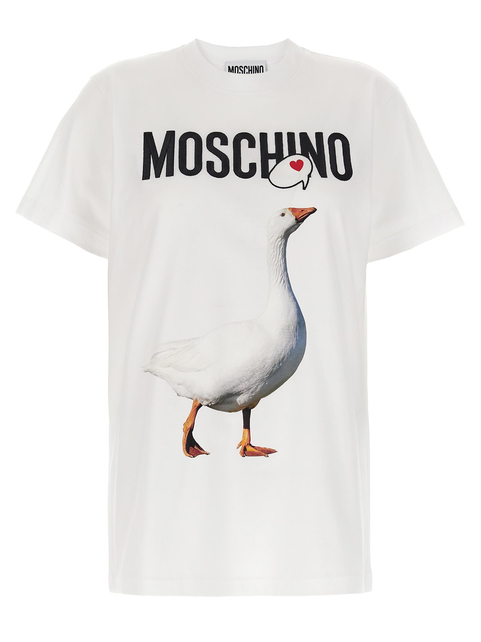moschino embroidery t-shirt white cotton - women