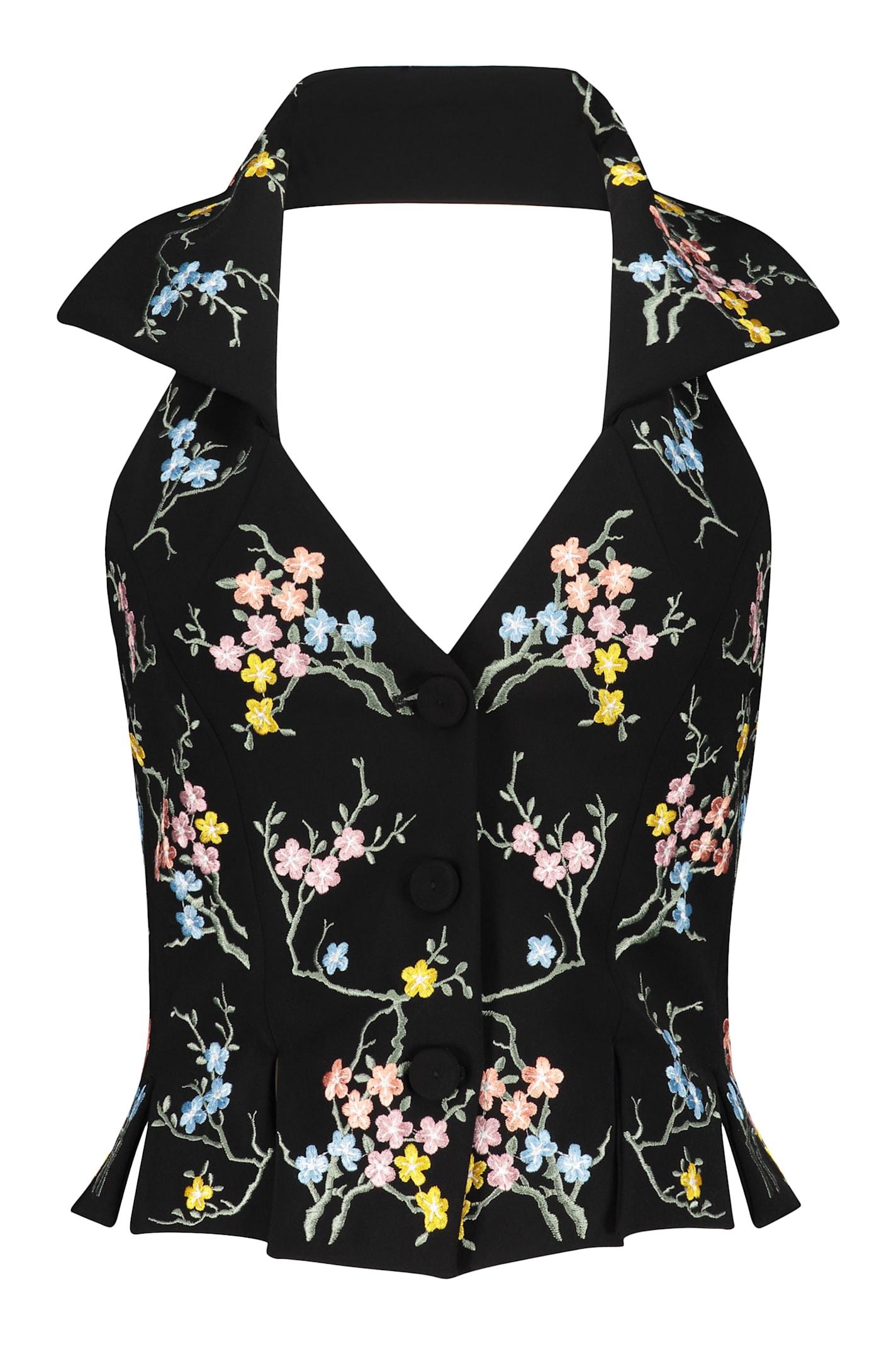 moschino floral embroidery top