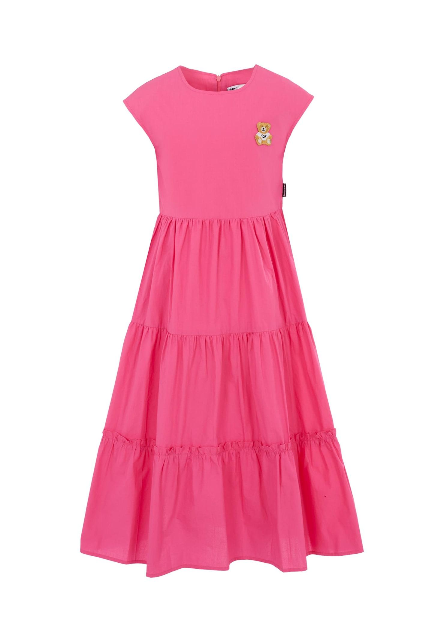 moschino fuchsia dress for girl with teddy bear