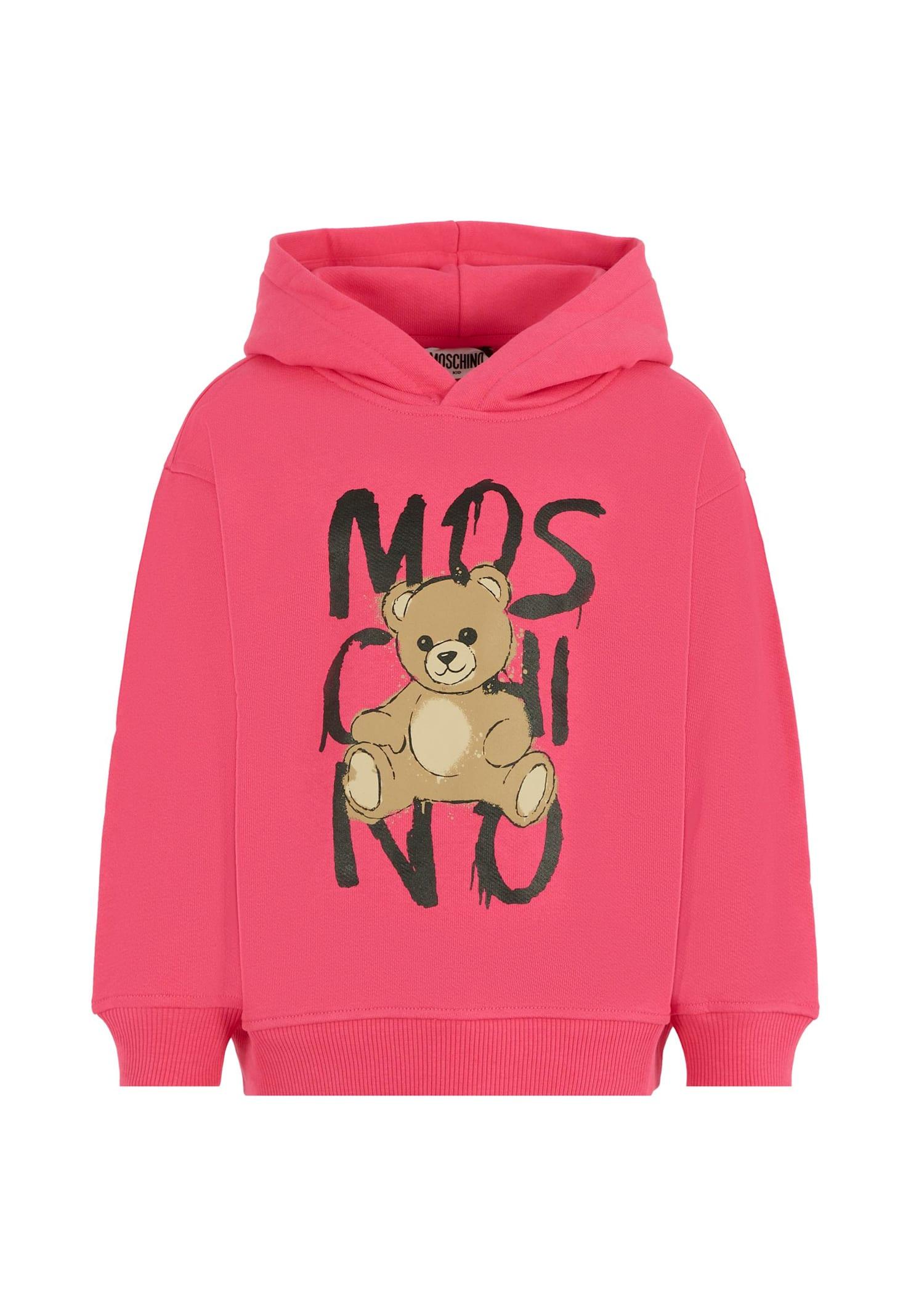 moschino fuchsia sweatshirt for girl with teddy bear