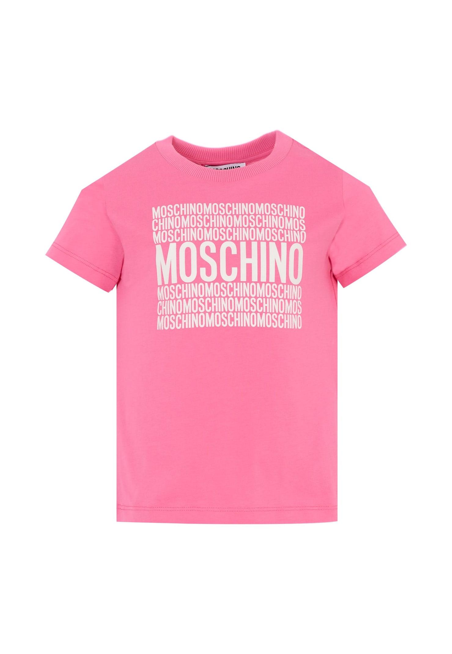 moschino fuchsia t-shirt for girl with logo