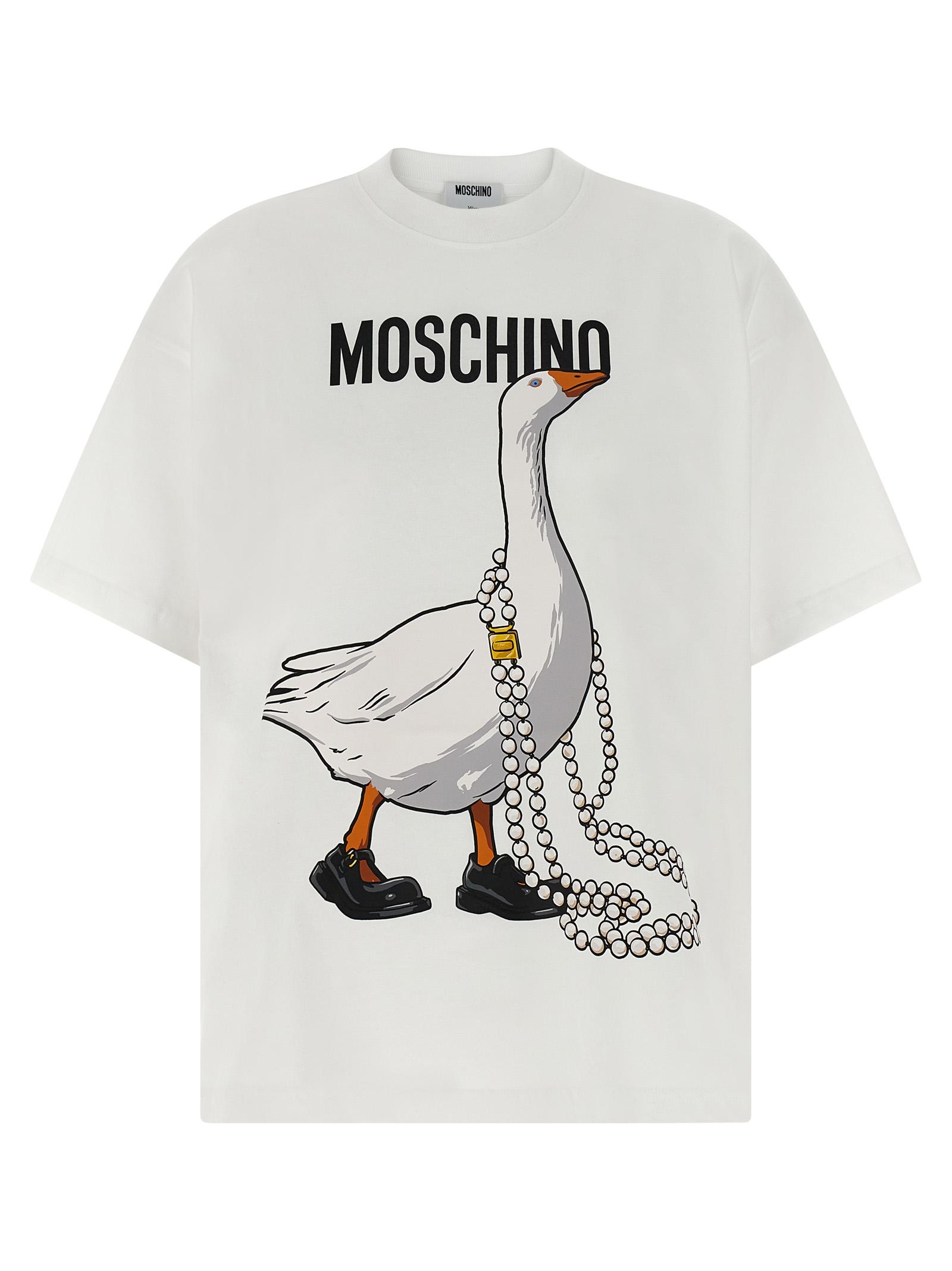 moschino goose t-shirt white cotton - women