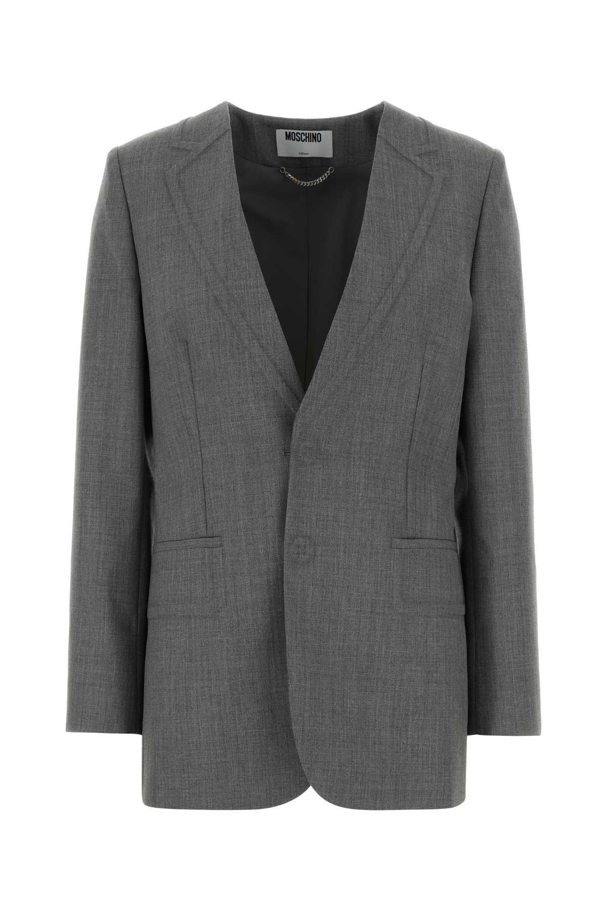 moschino grey wool blazer