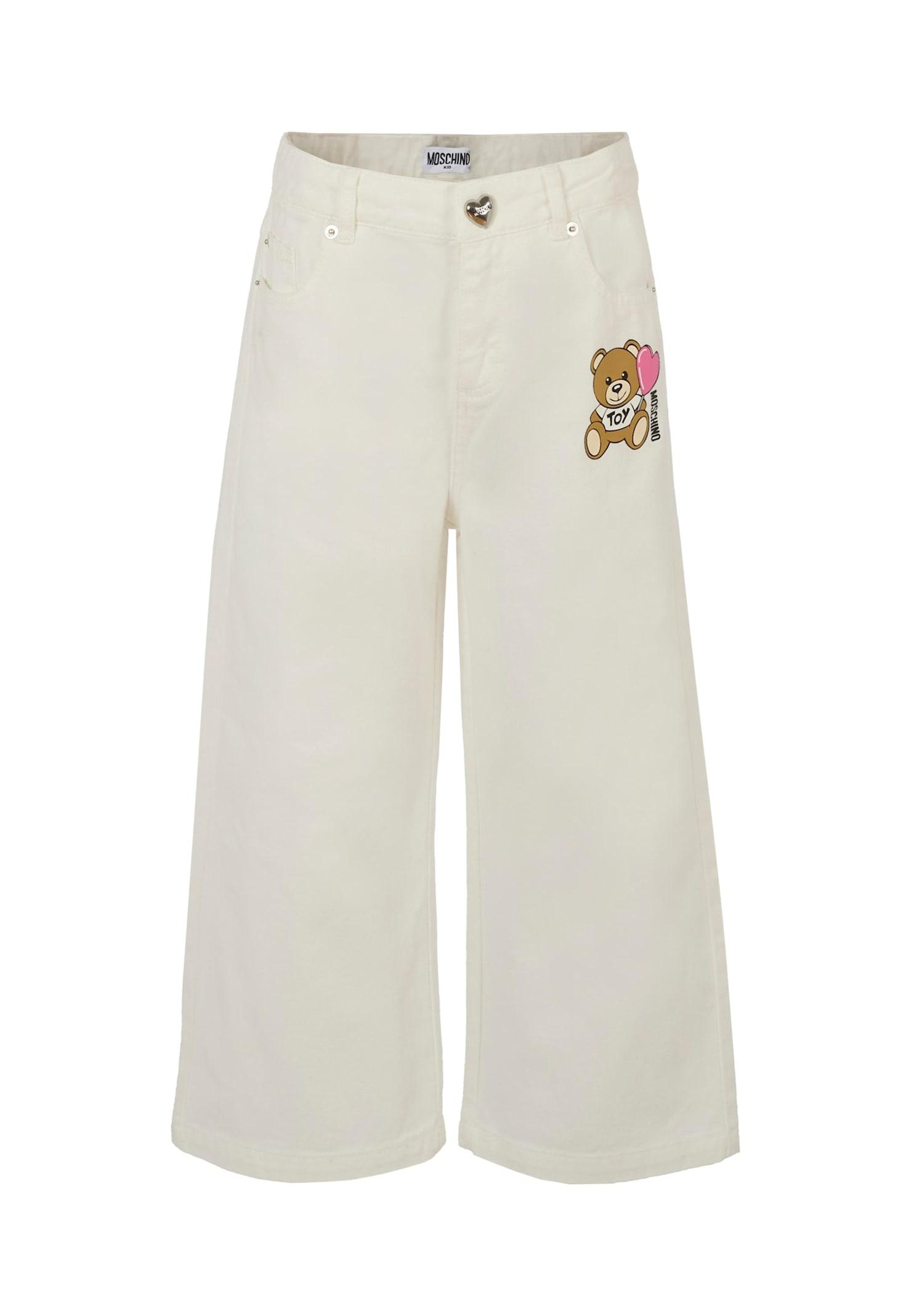 moschino ivory jeans for girl with teddy bear