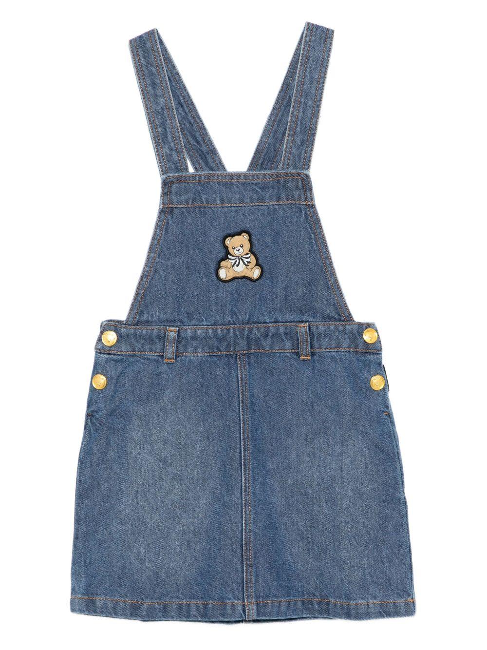 moschino kids embroidered dungarees