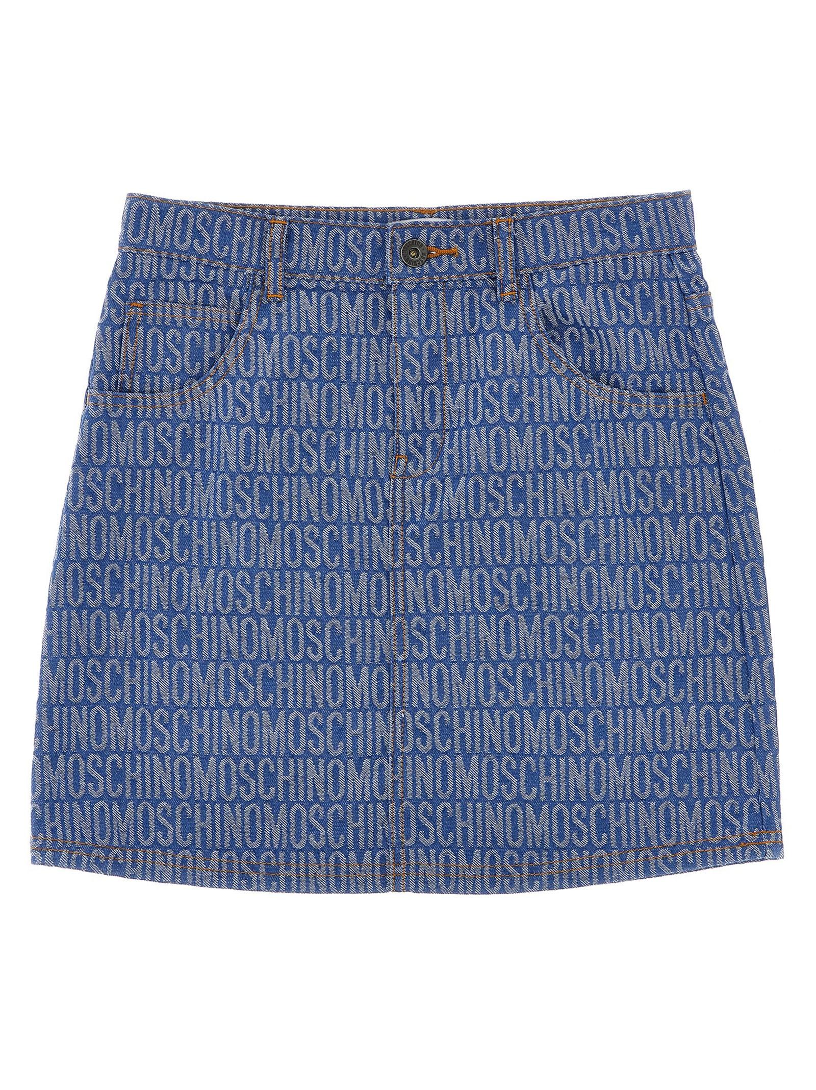 moschino logo denim skirt
