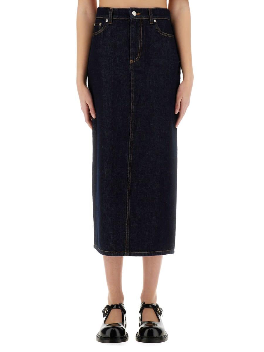 moschino long denim skirt