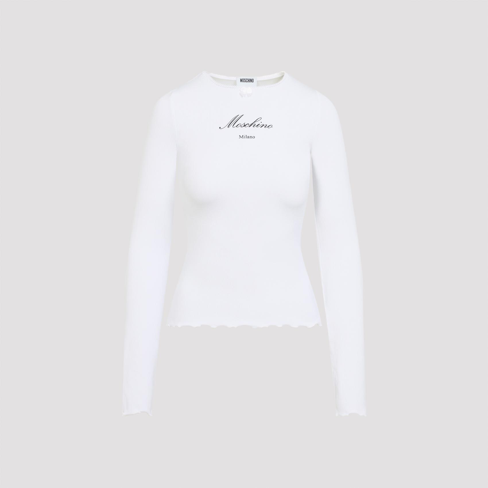 moschino ls t-shirt white cotton elastane tshirt - women