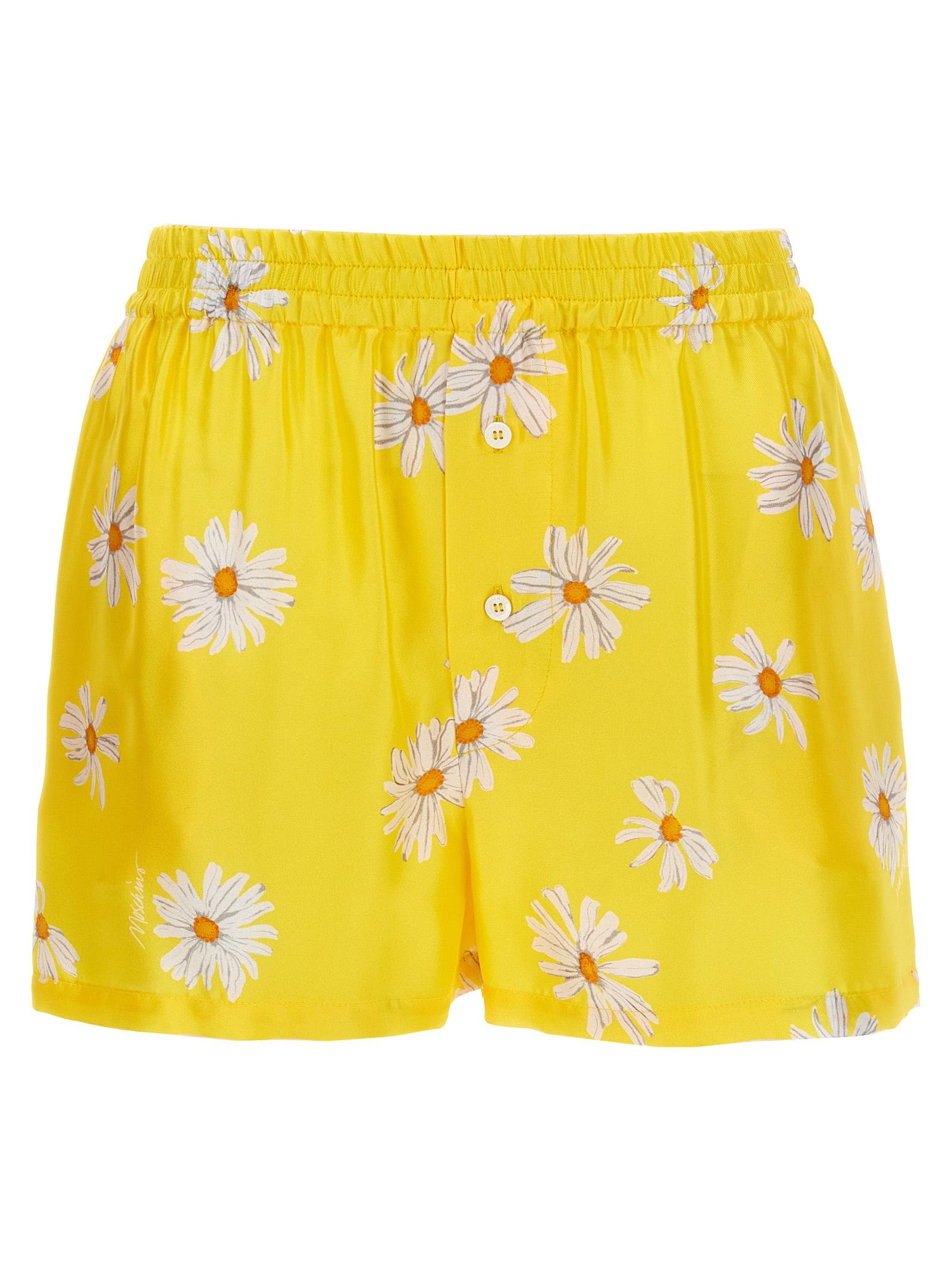 moschino margherite print shorts yellow silk bermuda - women