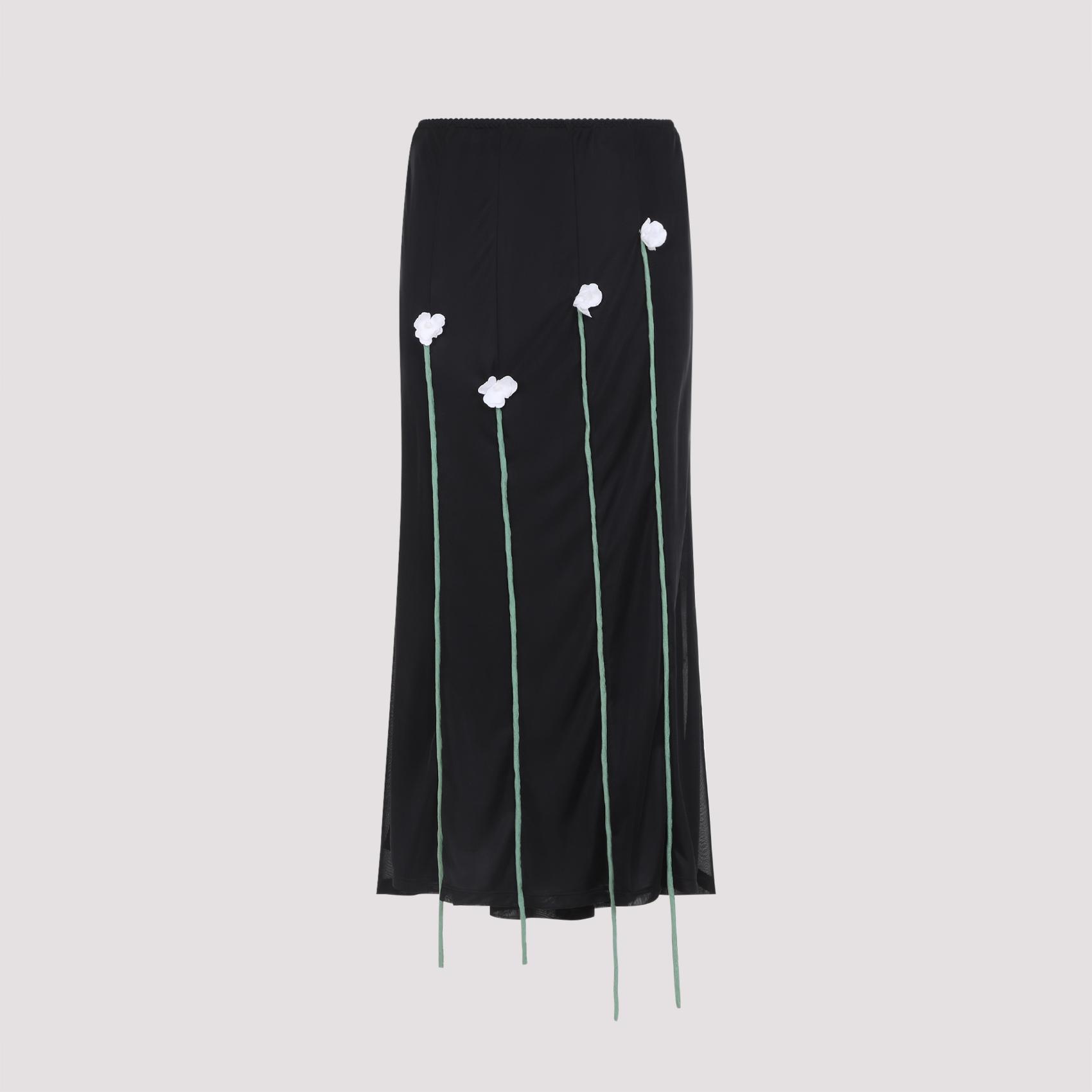 moschino midi skirt flower details black polyester - women