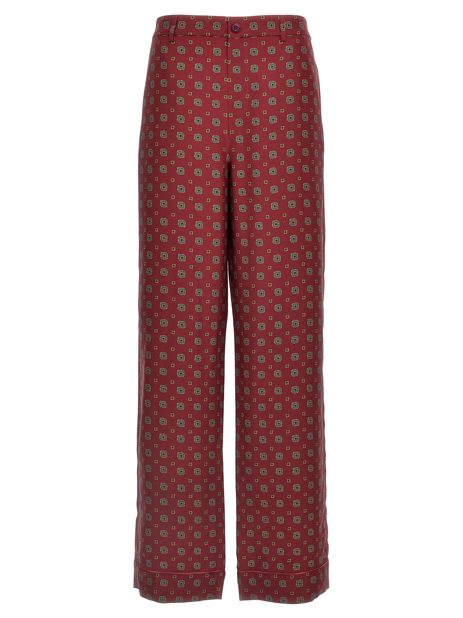 moschino patterned pants bordeaux silk - women