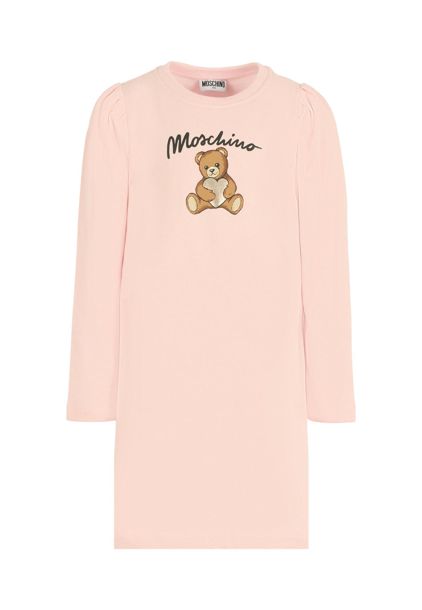 moschino pink dress for girl with teddy bear