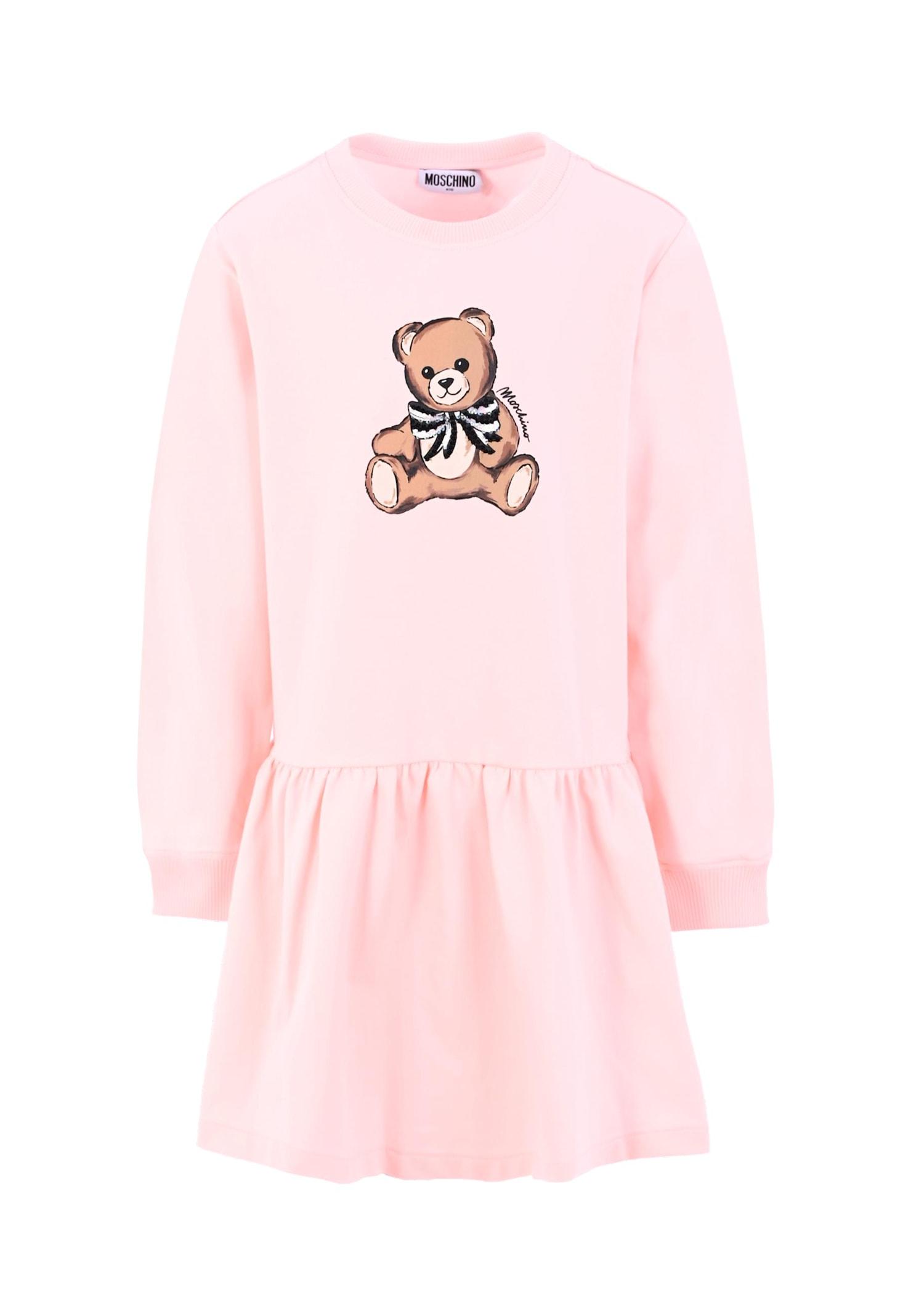 moschino pink dress for girl with teddy bear