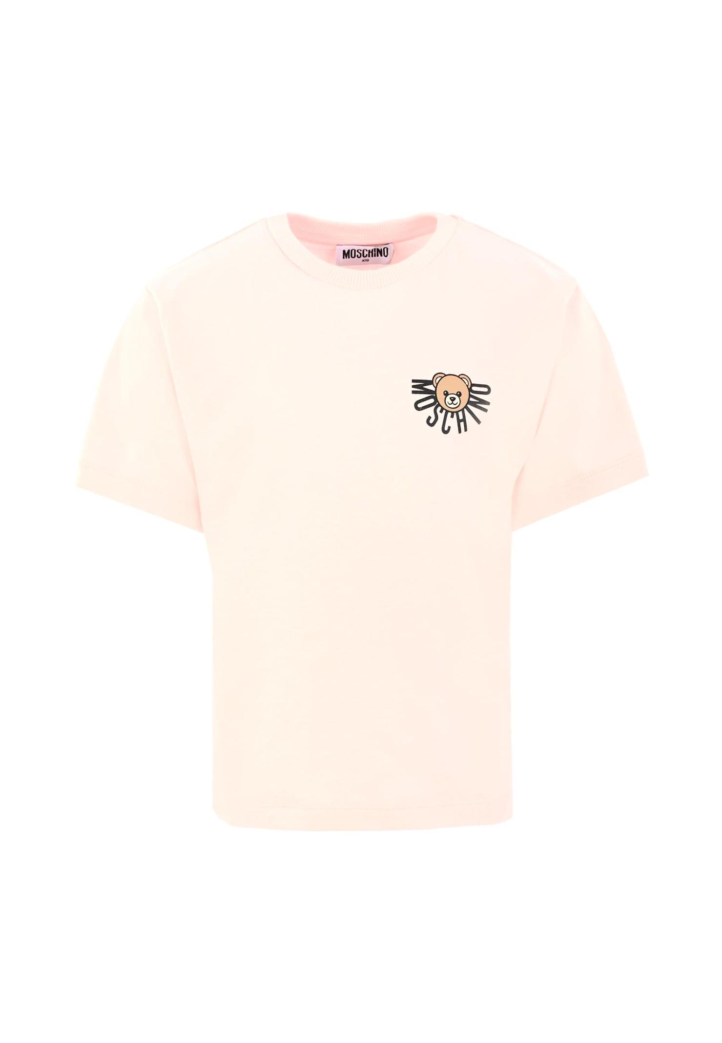 moschino pink t-shirt for girl with teddy bear