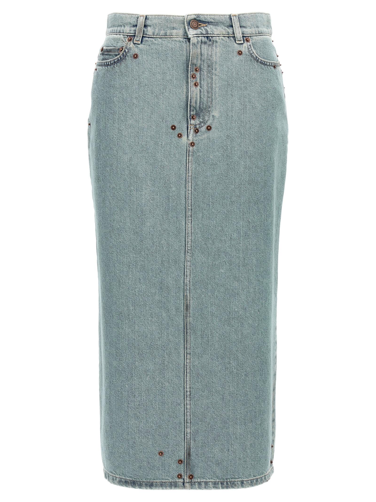 moschino rivets denim skirt light blue cotton - women