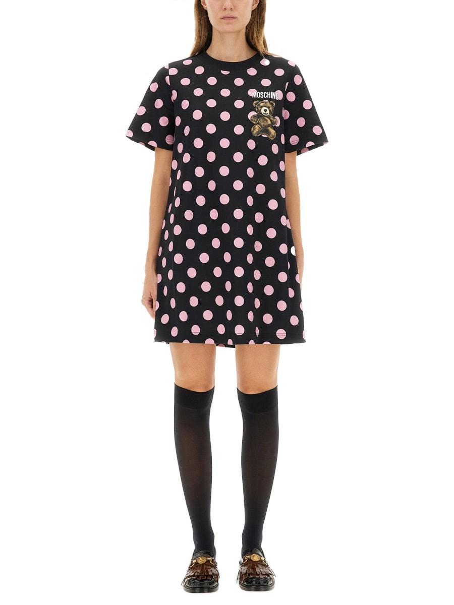 moschino teddy polka dots dress