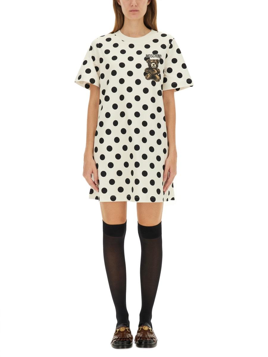moschino teddy polka dots dress