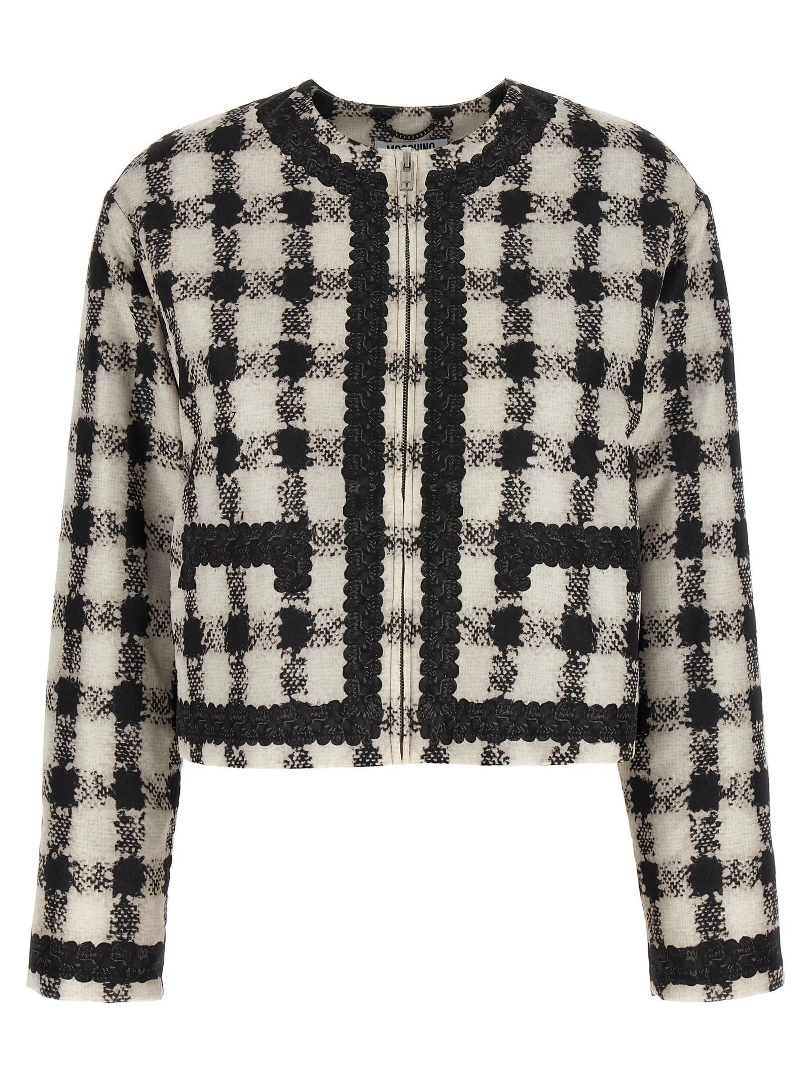 moschino texture print jacket